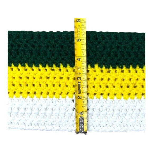 Green Bay Packers Handmade Crochet Scarf NFL Fan Team Logo & Fringe Stripes VTG - Picture 4 of 6